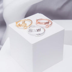 Custom Heart Name Ring