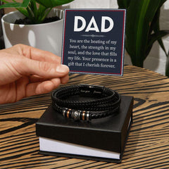 Men's Love You Forever Leather Bracelet Dad You Are The Beating Of My Heart