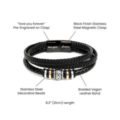 Men's Love You Forever Leather Bracelet Dad You Are The Beating Of My Heart
