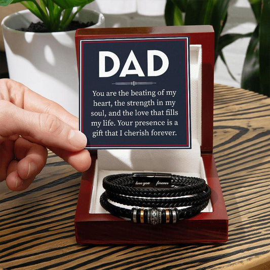 Men's Love You Forever Leather Bracelet Dad You Are The Beating Of My Heart