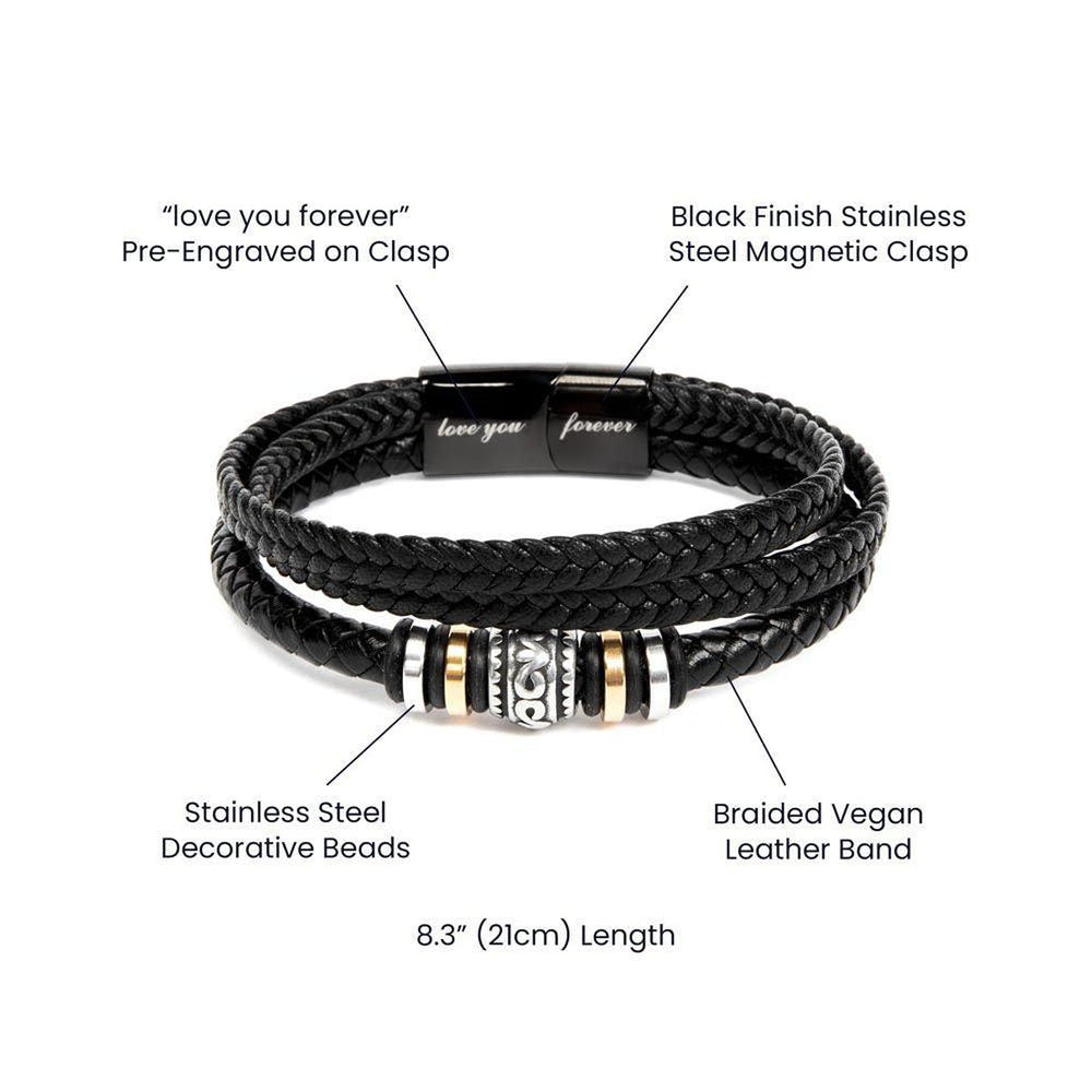 Men's Love You Forever Leather Bracelet To My Dad You Are My Rock