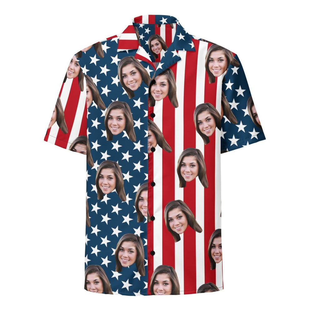 Custom Face American Flag Hawaiian Shirt