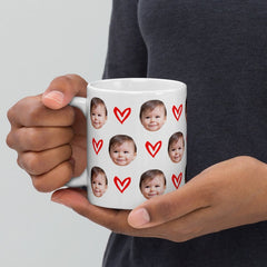 Custom Baby Face Mug With Hearts