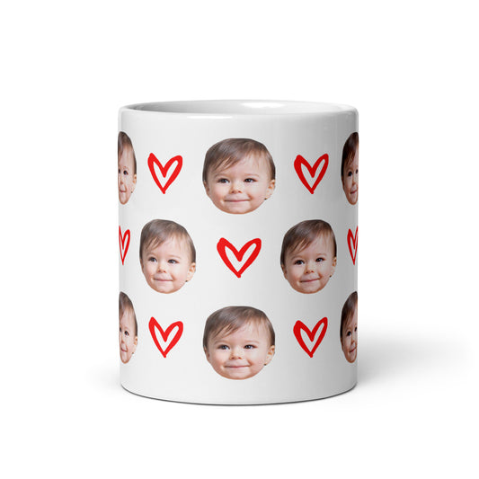 Custom Baby Face Mug With Hearts