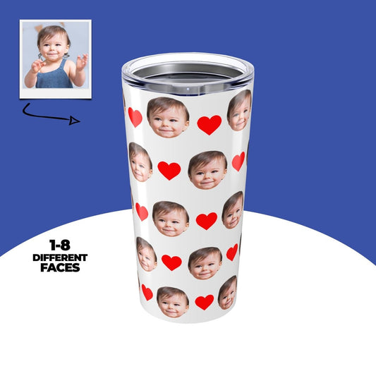 Custom Baby Face Tumbler With Hearts