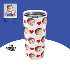 Custom Baby Face Tumbler With Hearts
