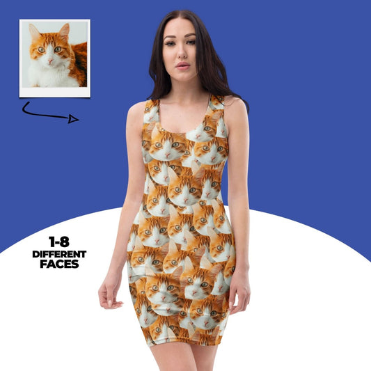 Custom Cat Faces Bodycon Dress