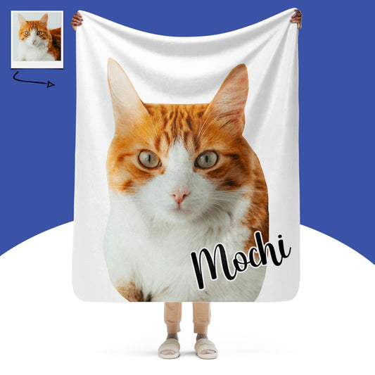 Custom Cat Photo Blanket With Name
