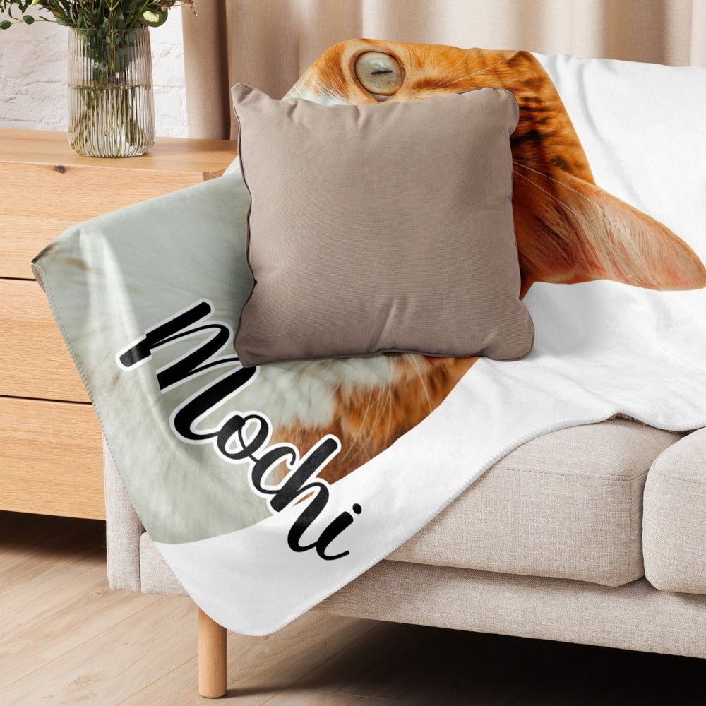 Custom Cat Photo Blanket With Name