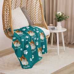 Custom Cat Photo Blanket With Text