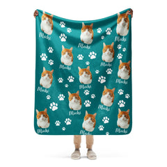 Custom Cat Photo Blanket With Text