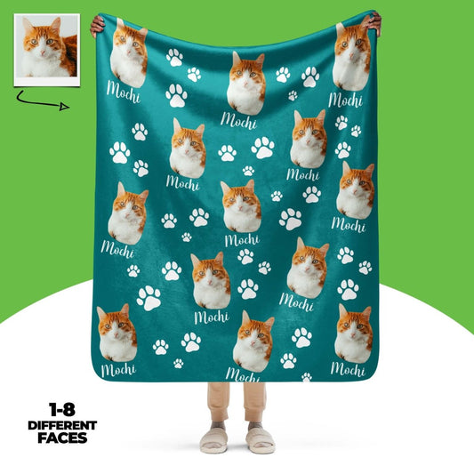 Custom Cat Photo Blanket With Text