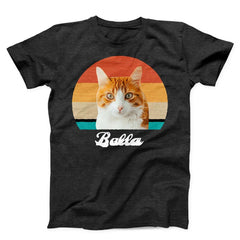 Custom Cat Retro Photo T-Shirt