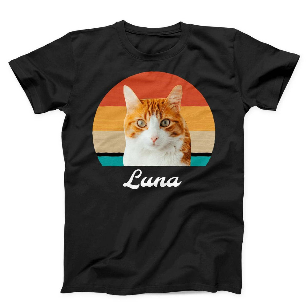 Custom Cat Retro Photo T-Shirt