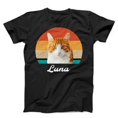 Custom Cat Retro Photo T-Shirt