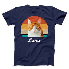 Custom Cat Retro Photo T-Shirt