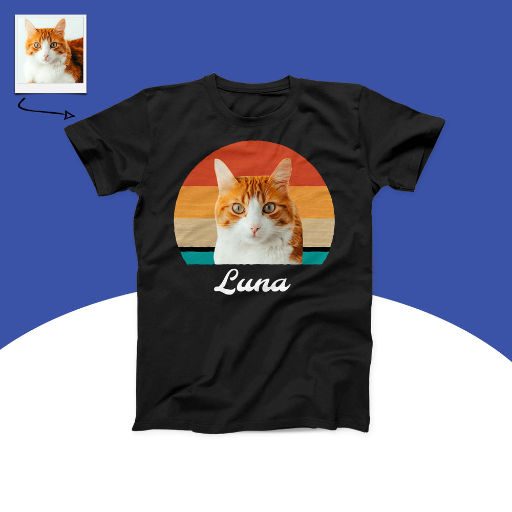 Custom Cat Retro Photo T-Shirt