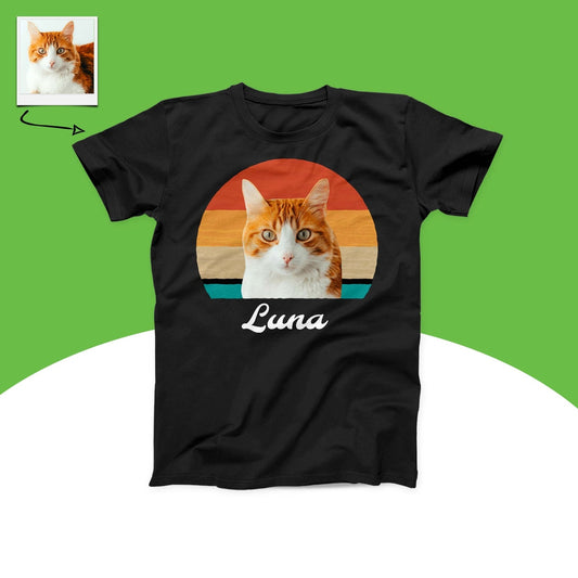Custom Cat Retro Photo T-Shirt
