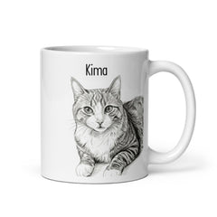 Custom Cat Sketch Portrait Mug With Name