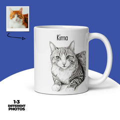 Custom Cat Sketch Portrait Mug With Name
