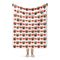 Custom Dog Face Blanket With Hearts