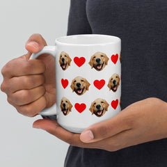 Custom Dog Face Mug With Hearts