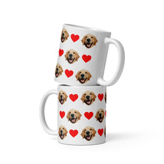 Custom Dog Face Mug With Hearts