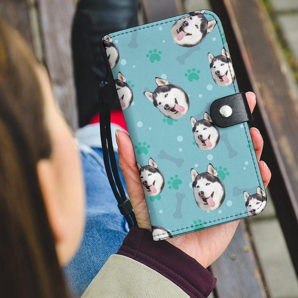 Custom Dog Face Phone Wallet Case