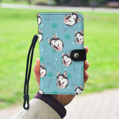 Custom Dog Face Phone Wallet Case