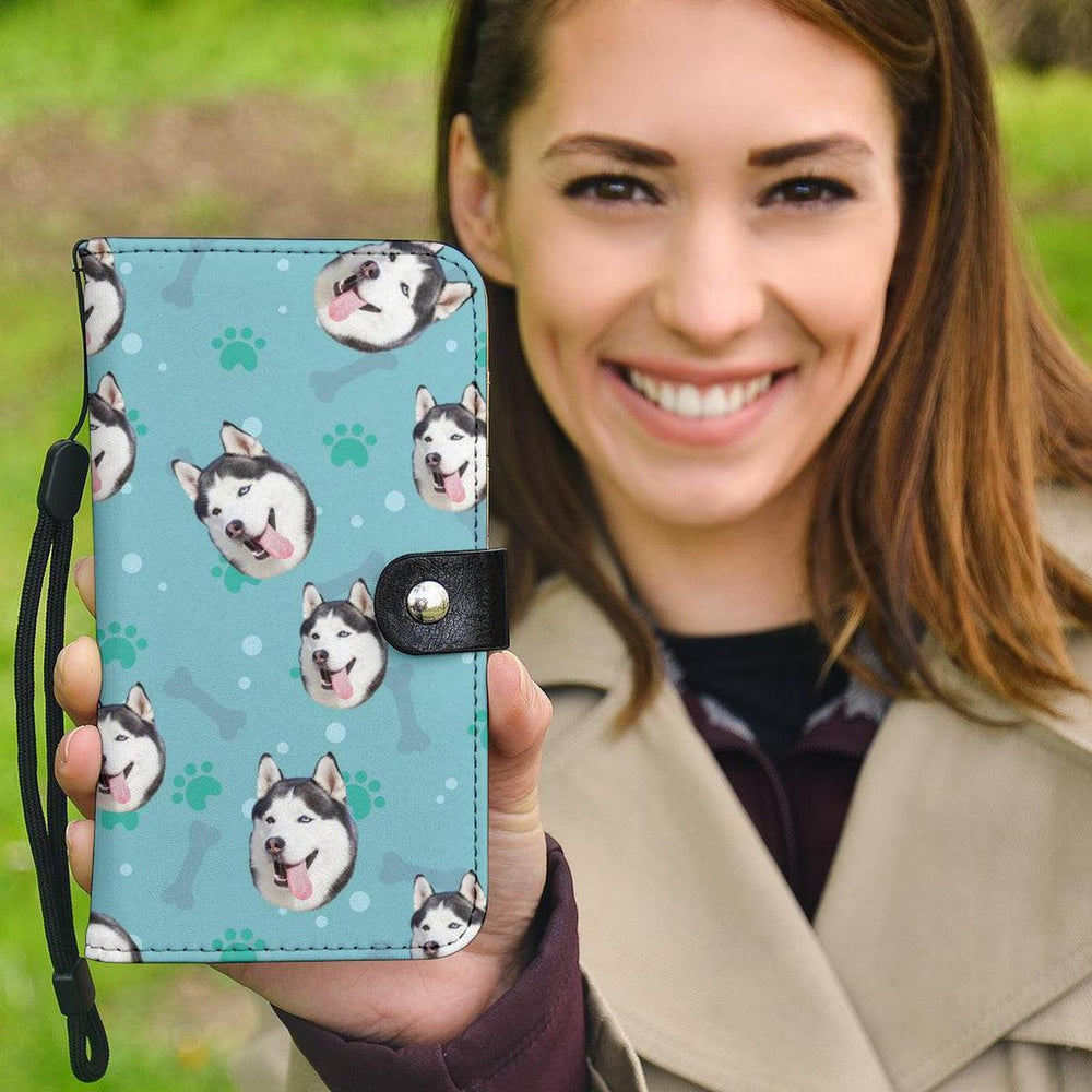 Custom Dog Face Phone Wallet Case