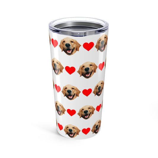 Custom Dog Face Tumbler With Hearts