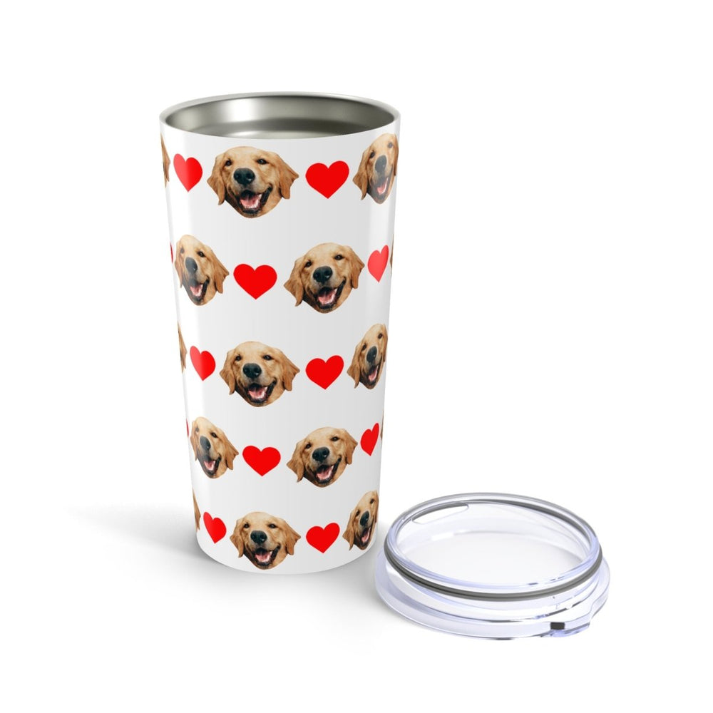 Custom Dog Face Tumbler With Hearts
