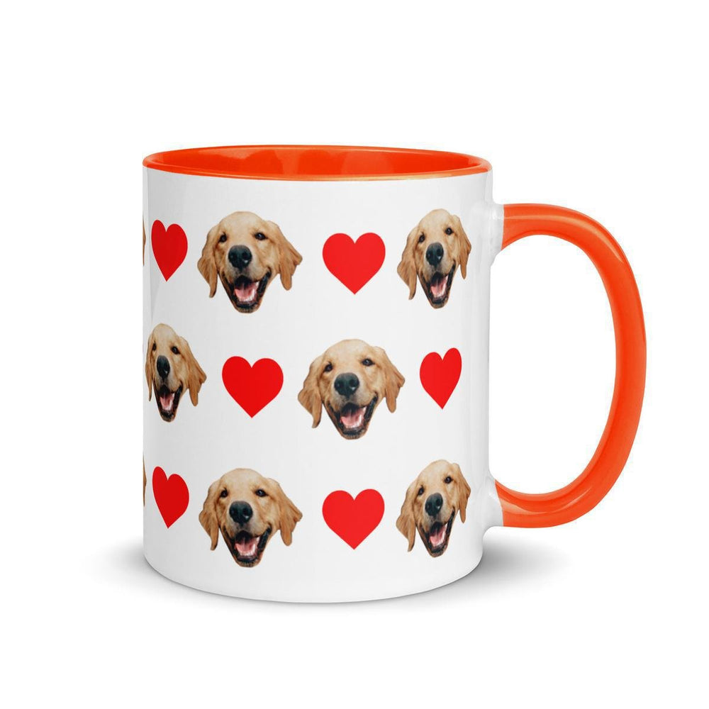 Custom Dog Faces Hearts Mug With Color Inside