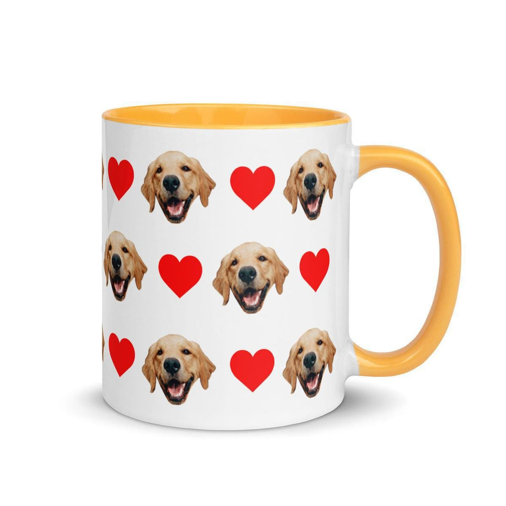 Custom Dog Faces Hearts Mug With Color Inside