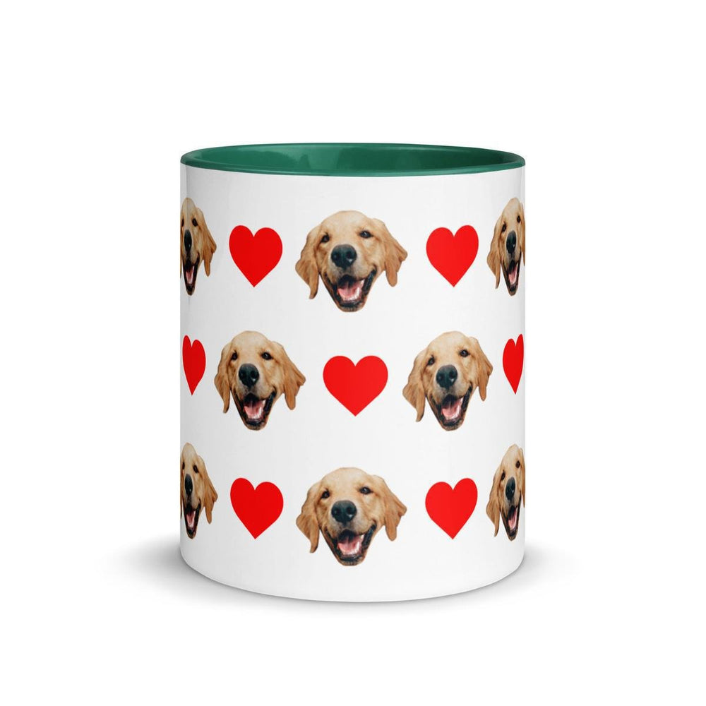 Custom Dog Faces Hearts Mug With Color Inside