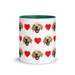 Custom Dog Faces Hearts Mug With Color Inside