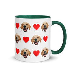Custom Dog Faces Hearts Mug With Color Inside