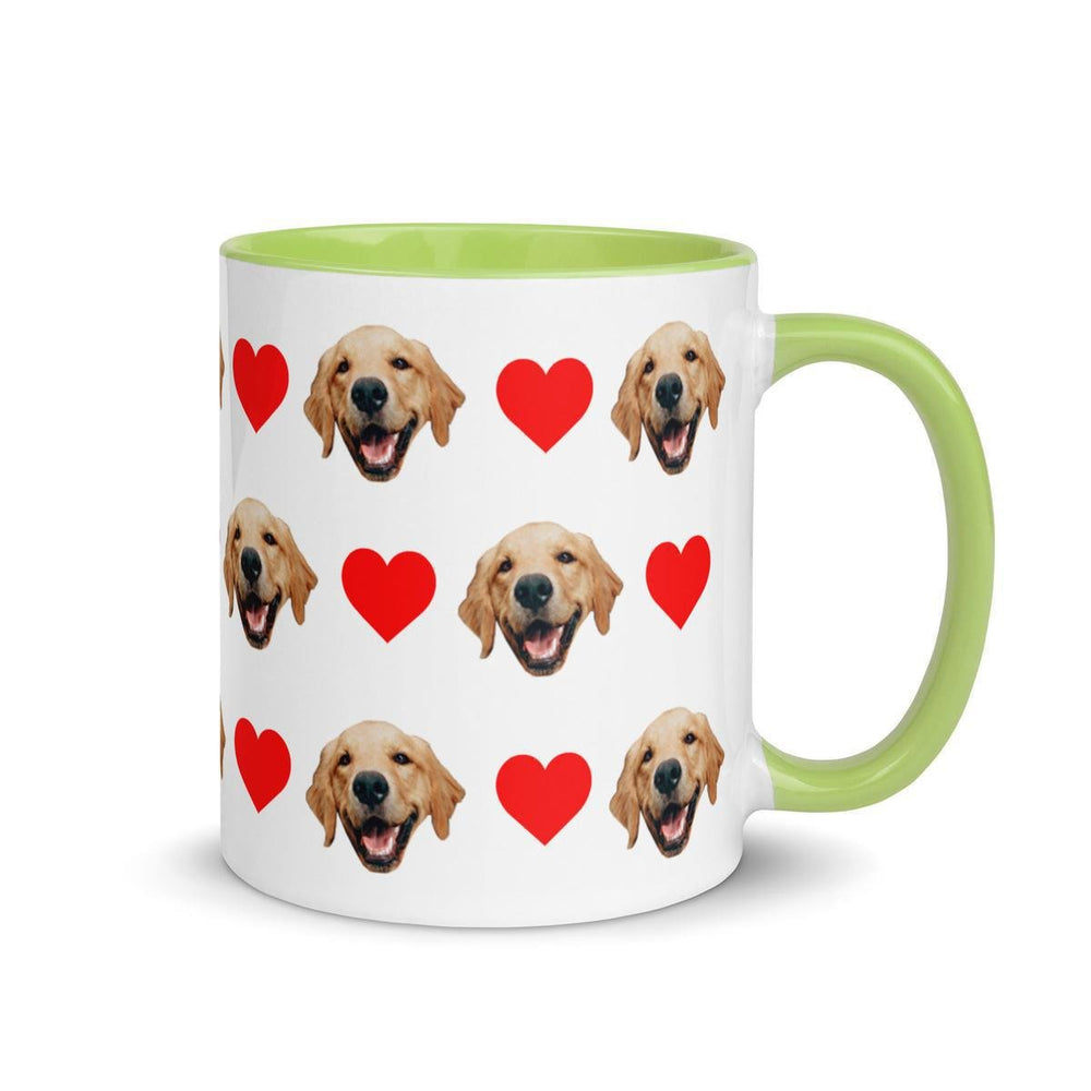 Custom Dog Faces Hearts Mug With Color Inside