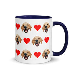 Custom Dog Faces Hearts Mug With Color Inside