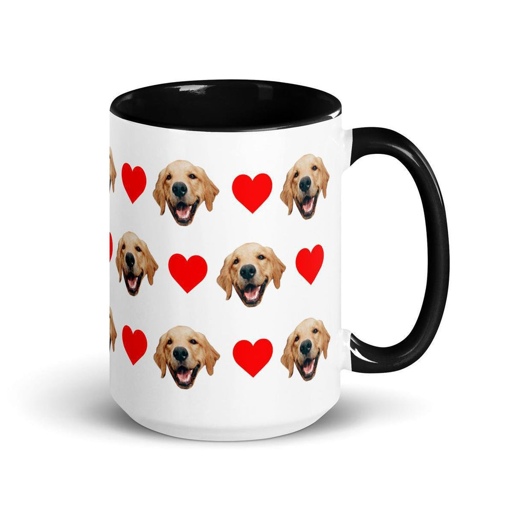 Custom Dog Faces Hearts Mug With Color Inside
