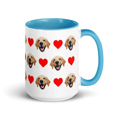 Custom Dog Faces Hearts Mug With Color Inside
