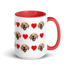 Custom Dog Faces Hearts Mug With Color Inside