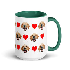 Custom Dog Faces Hearts Mug With Color Inside