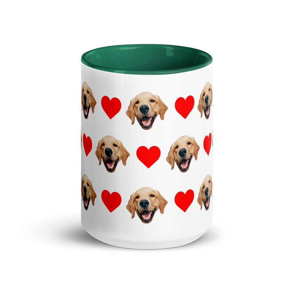 Custom Dog Faces Hearts Mug With Color Inside