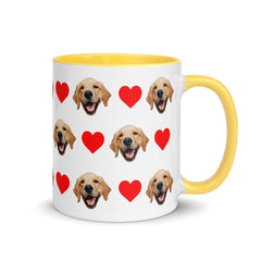 Custom Dog Faces Hearts Mug With Color Inside