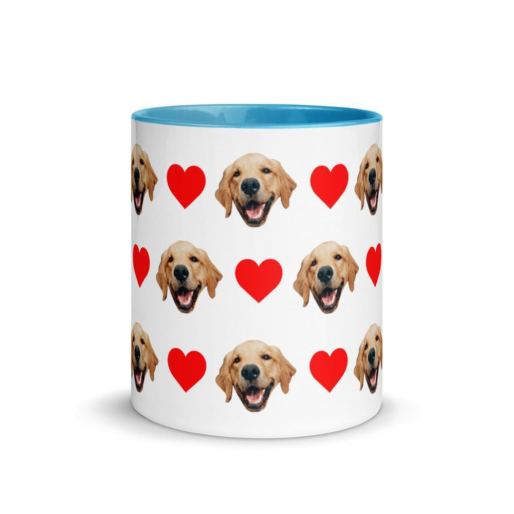 Custom Dog Faces Hearts Mug With Color Inside