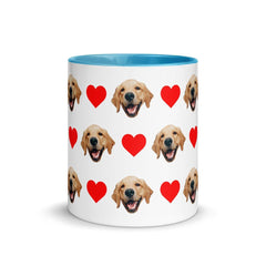 Custom Dog Faces Hearts Mug With Color Inside