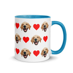 Custom Dog Faces Hearts Mug With Color Inside