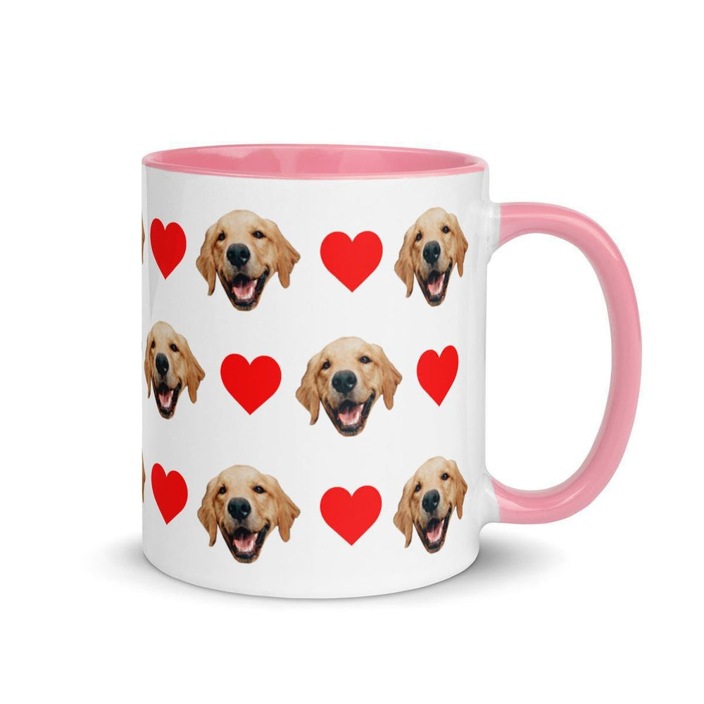 Custom Dog Faces Hearts Mug With Color Inside