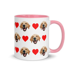 Custom Dog Faces Hearts Mug With Color Inside